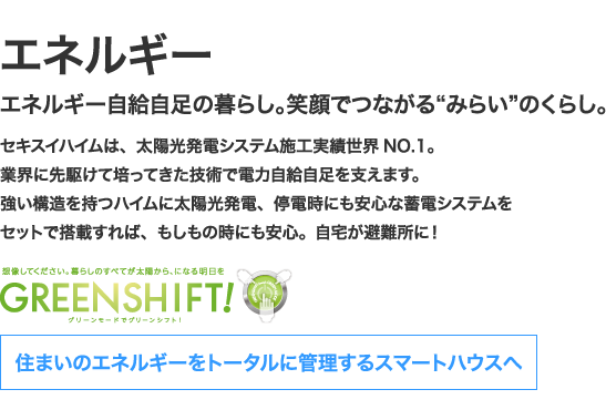 エネルギー エネルギー自給自足の暮らし。笑顔でつながる“みらい”のくらし。